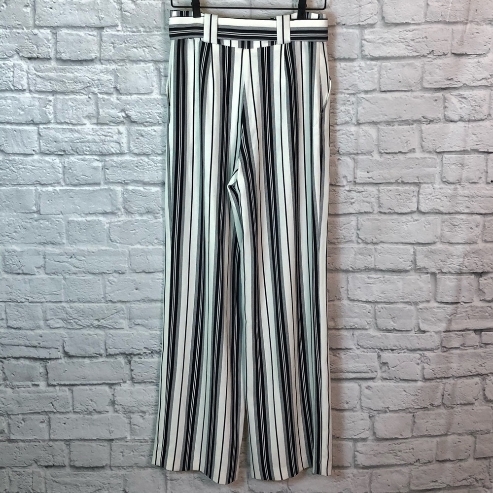 H&M size 6 palazzo high waist belt striped pants - Picture 2 of 5